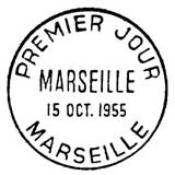 Oblitération 1er jour à Besançon et Lyon le 12 juin 1955