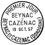 Oblitération 1er jour à Beynac-Cazenac le 19 octobre 1957