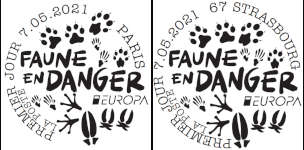 Oblitération 1er jour à Paris au carré d'Encre 3 bis rue des Mathurins, 75009 PARIS et au Bureau de poste Fonderie 1 rue de la Fonderie, 67074 Strasbourg le 7 mai 2021