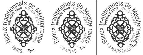 Oblitération 1er jour au carré d'Encre 3 bis rue des Mathurins, 75009 PARIS et.5 boulevard des Lices, 13200 ARLES (uniquement le vendredi) et 2 boulevard de Dunkerque, 13002 MARSEILLE (uniquement le vendredi) le 9 et 10 juillet