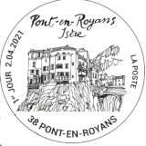 Oblitération 1er jour à  Paris au carré d'Encre 3 bis rue des Mathurins, 75009 PARIS le 2 et 3 avril 2021 et Mairie de Pont-en-Royans, de 9H30 à 16H30, 1 place Bassiano, 38680 Pont en Royans.le 2 avril 2021