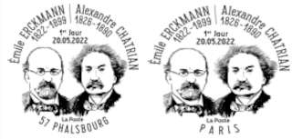 Oblitération 1er jour au carré d'Encre 3 bis rue des Mathurins, 75009 PARIS et Hôtel de Ville, Place d’Armes, 57370 PHALSBOURG le 20 et 21 mai 2022