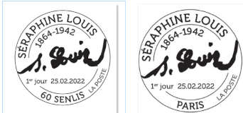 Oblitération 1er jour au carré d'Encre 3 bis rue des Mathurins, Musée d’Art et Archéologie de Senlis, Place Notre-Dame, de 9H à 13H et de 14H à 18H, 60300 SENLIS le 25 et 26 février 2022