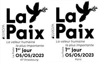 Oblitération 1er jour au carré d'Encre 3 bis rue des Mathurins PARIS et 1 rue de la fonderie, 67000 STRASBOURG le 5 et 6 mai 2023