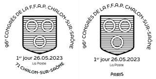 Oblitération 1er jour au carré d'Encre 3 bis rue des Mathurins PARIS et Parc des expositions 1 rue Amsterdam, 71100 CHALON-SUR-SAÔNE.du 26 au 29 mai 2023