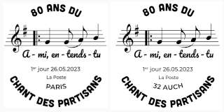 Oblitération 1er jour au carré d'Encre 3 bis rue des Mathurins PARIS et Musée de la résistance et de la déportation, Place des Carmélites bureau de poste  10 rue Gambetta 32000 AUCH..du 26 et 27 mai 2023