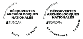 Oblitération 1er jour le 9 et 10 mai 2025<br>- Au carré d'Encre de 10h à 19h, 13 bis rue des Mathurins, 75009 PARIS (Fermé le lundi, Oblitération jusqu’à 17h). <br> - Au bureau de poste de Strasbourg Fonderie de 9h à 12h puis de 13h30 à 18h, 1 RUE DE LA FONDERIE 67000 STRASBOURG.