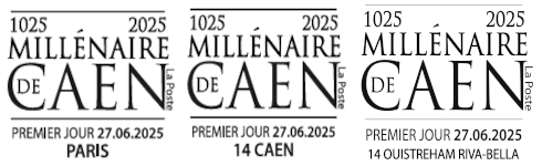 Oblitération 1er jour le 27 et 28 juin 2025<br>- Au carré d'Encre de 10h à 19h, 13 bis rue des Mathurins, 75009 PARIS (Fermé le lundi, Oblitération jusqu’à 17h). <br> - Quai Gaston Lamy, de 9h30 à 18h, 14000 CAEN. <br> - Place du Général de Gaulle, du vendredi 27 au dimanche 29 juin, de 9h30 à 18h, 14150 OUISTREHAM RIVA-BELLA.