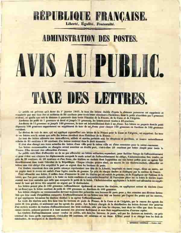 Cérès noir, premier timbre français 1849